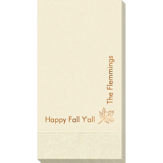 Corner Text with Autumn Leaf Guest Towels